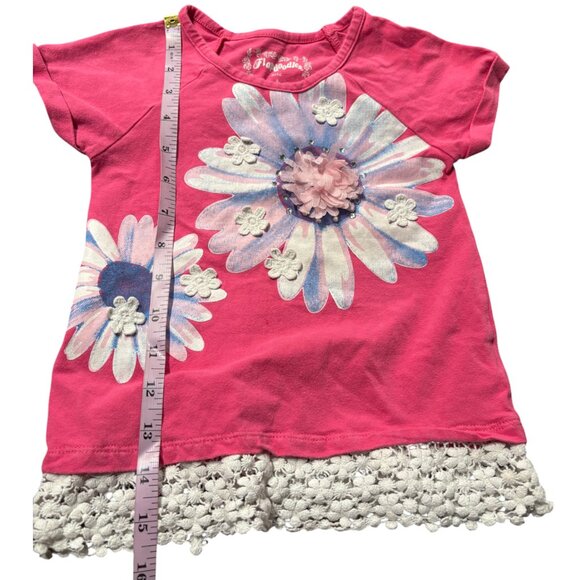 Flapdoodles girl's pink flower and crochet shirt with rhinestones sz 4 - Picture 8 of 8